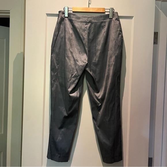 Piazza Sempione Audrey Silk Silver/Gray Metallic Cropped Trousers - Picture 3 of 9